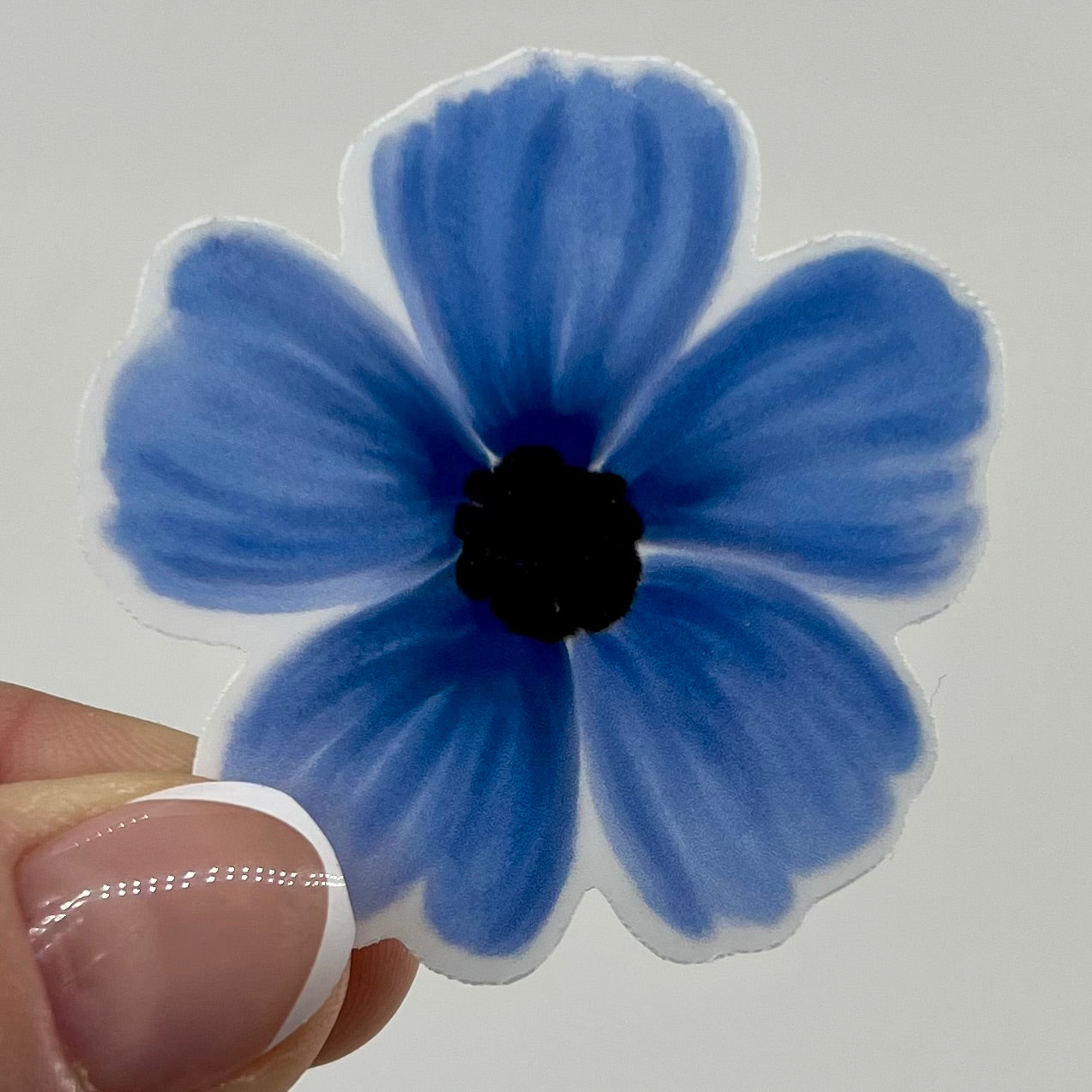 Vinyl Sticker; Blue Petal Flower, 4X4" or 2X2"