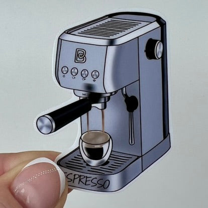 Vinyl Sticker; Espresso Machine, 2.5X1.9"