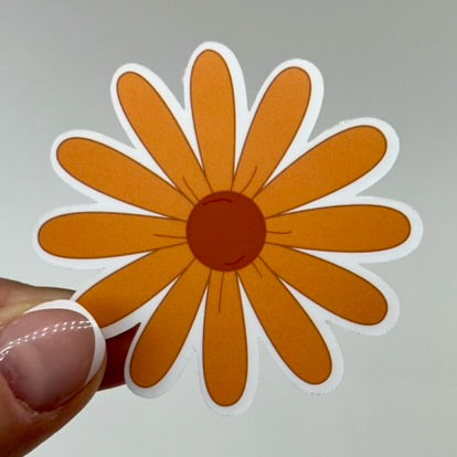 Vinyl Sticker; Daisy - Peach, Orange, Pink, 2.5X2.4"