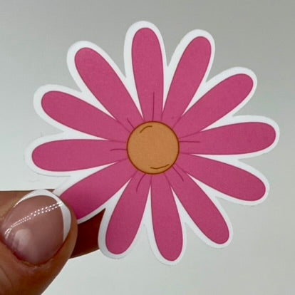 Vinyl Sticker; Daisy - Peach, Orange, Pink, 2.5X2.4"