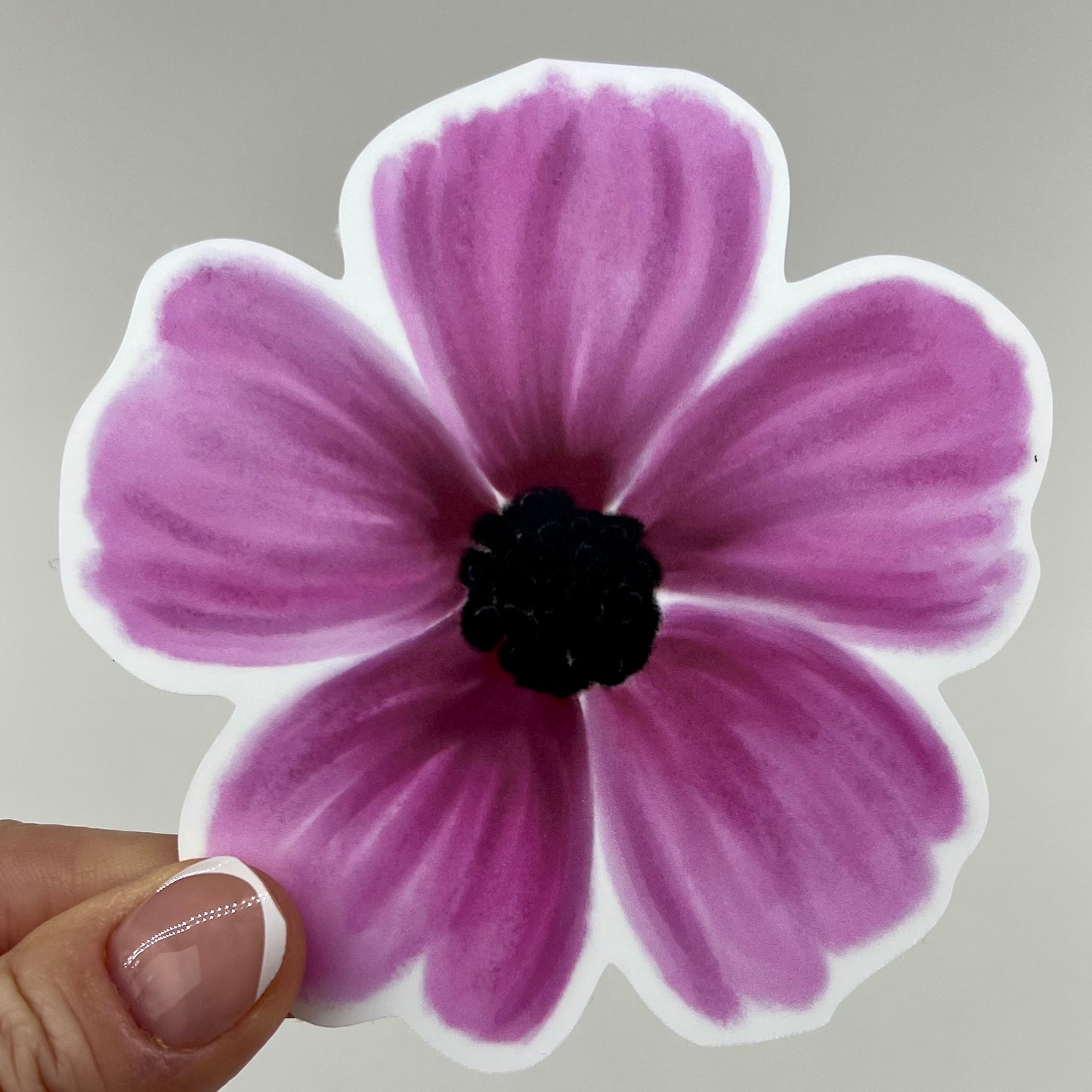 Vinyl Sticker; Pink Petal Flower, 4X4" or 2X2"