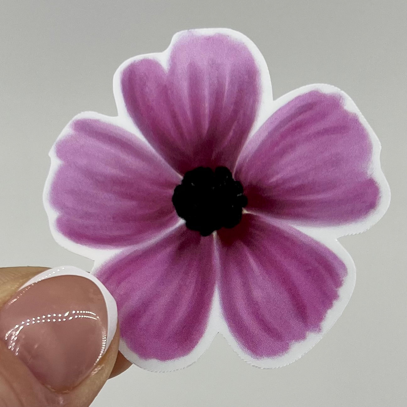 Vinyl Sticker; Pink Petal Flower, 4X4" or 2X2"