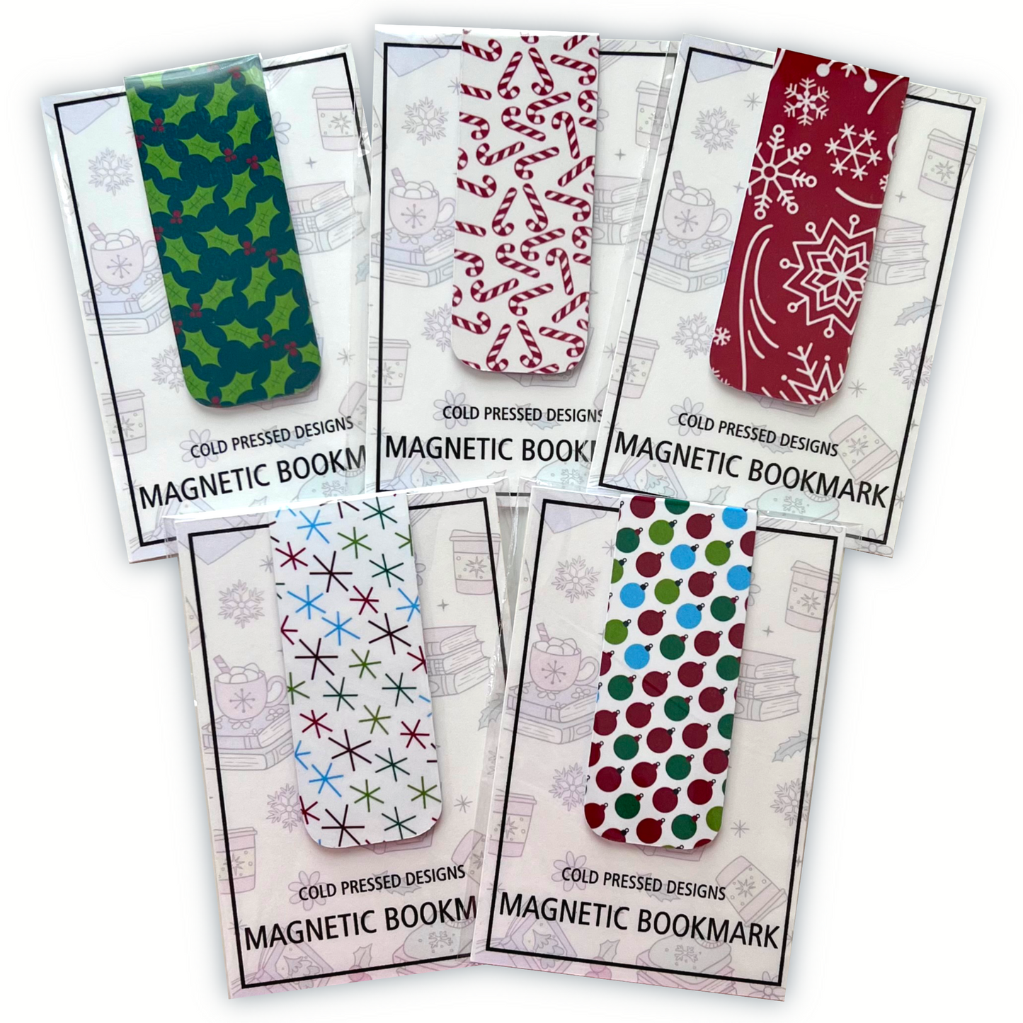 Magnetic Bookmark; Traditional Christmas Print