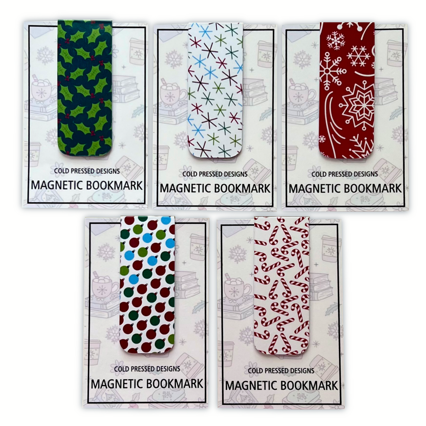 Magnetic Bookmark; Traditional Christmas Print