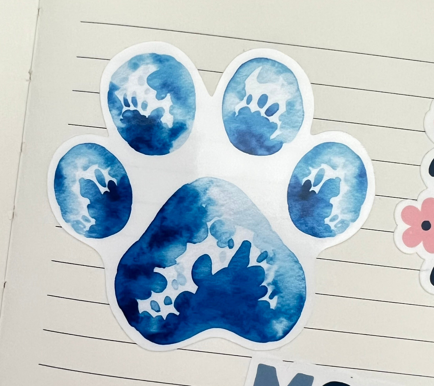 Vinyl Sticker; Blue Pawprint, 3X2.75"+