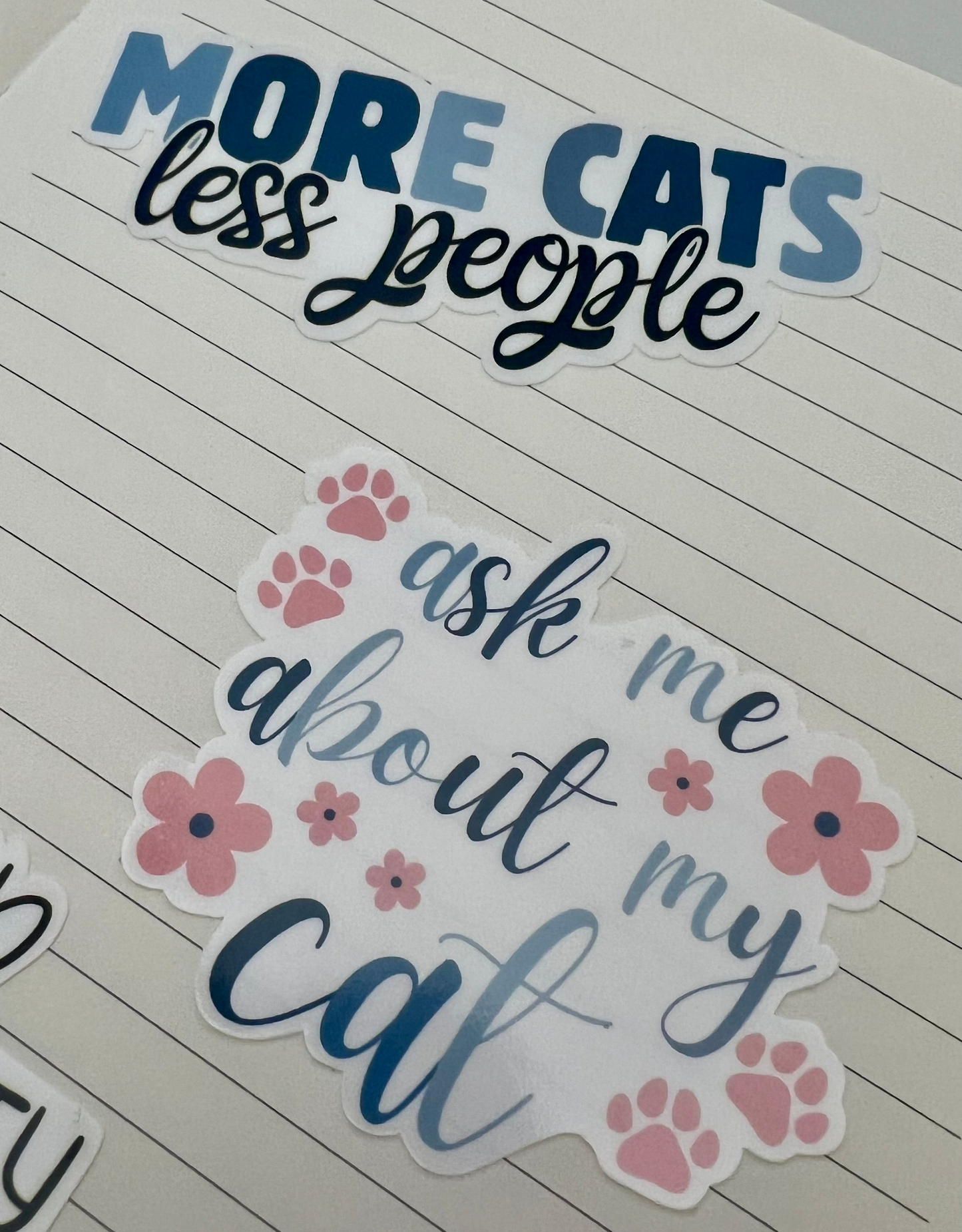 Vinyl Sticker; Ask Me About My Cat, 3X2.75"+