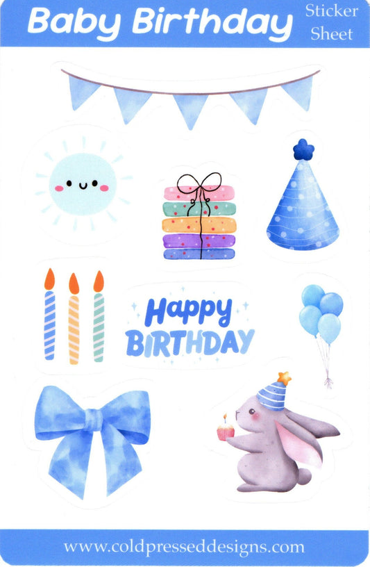 Baby Boy Birthday Sticker Sheet