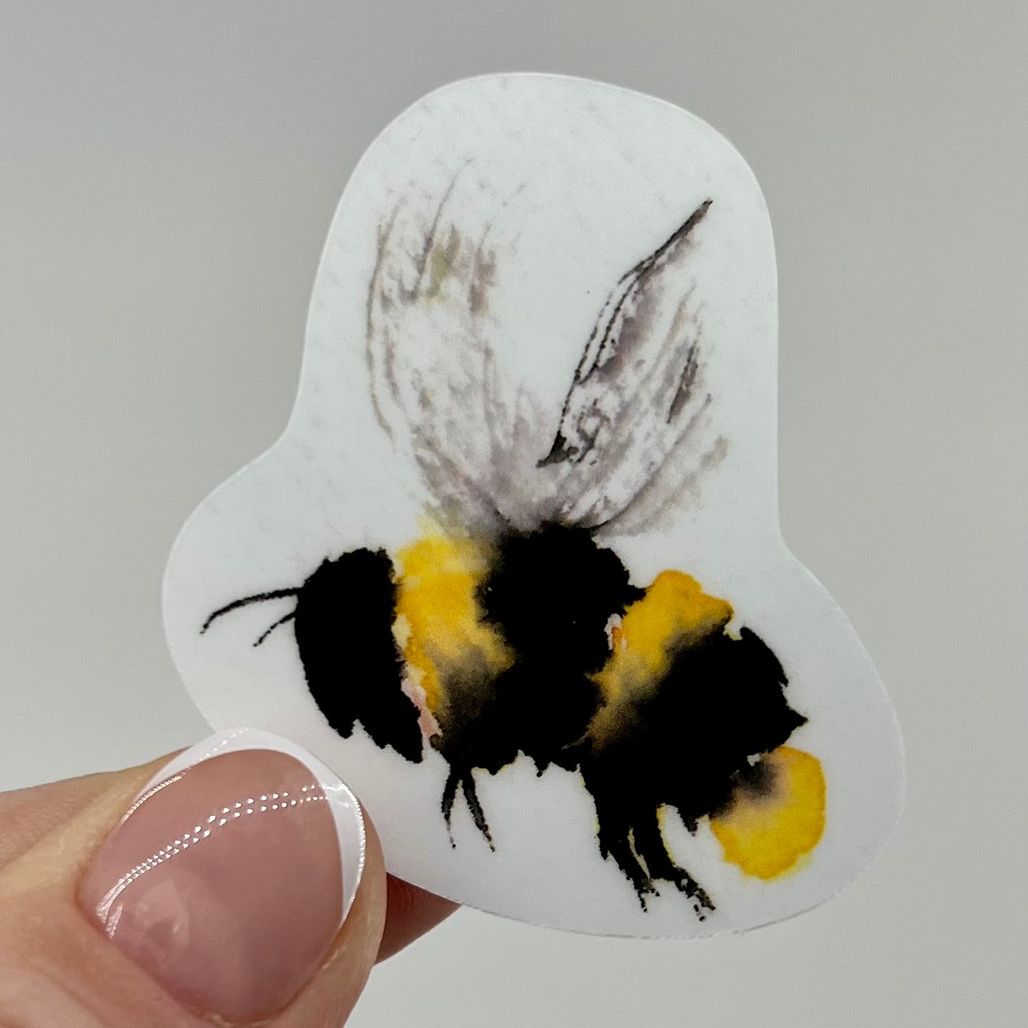 Vinyl Sticker; Watercolor Bumble Bee, 2.3X2"
