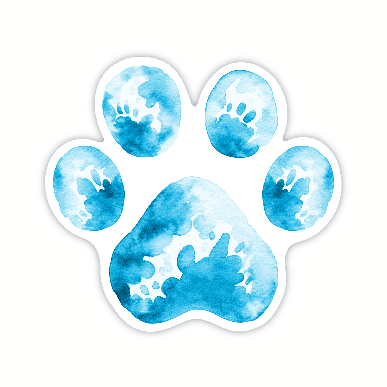 Vinyl Sticker; Blue Pawprint, 3X2.75"+