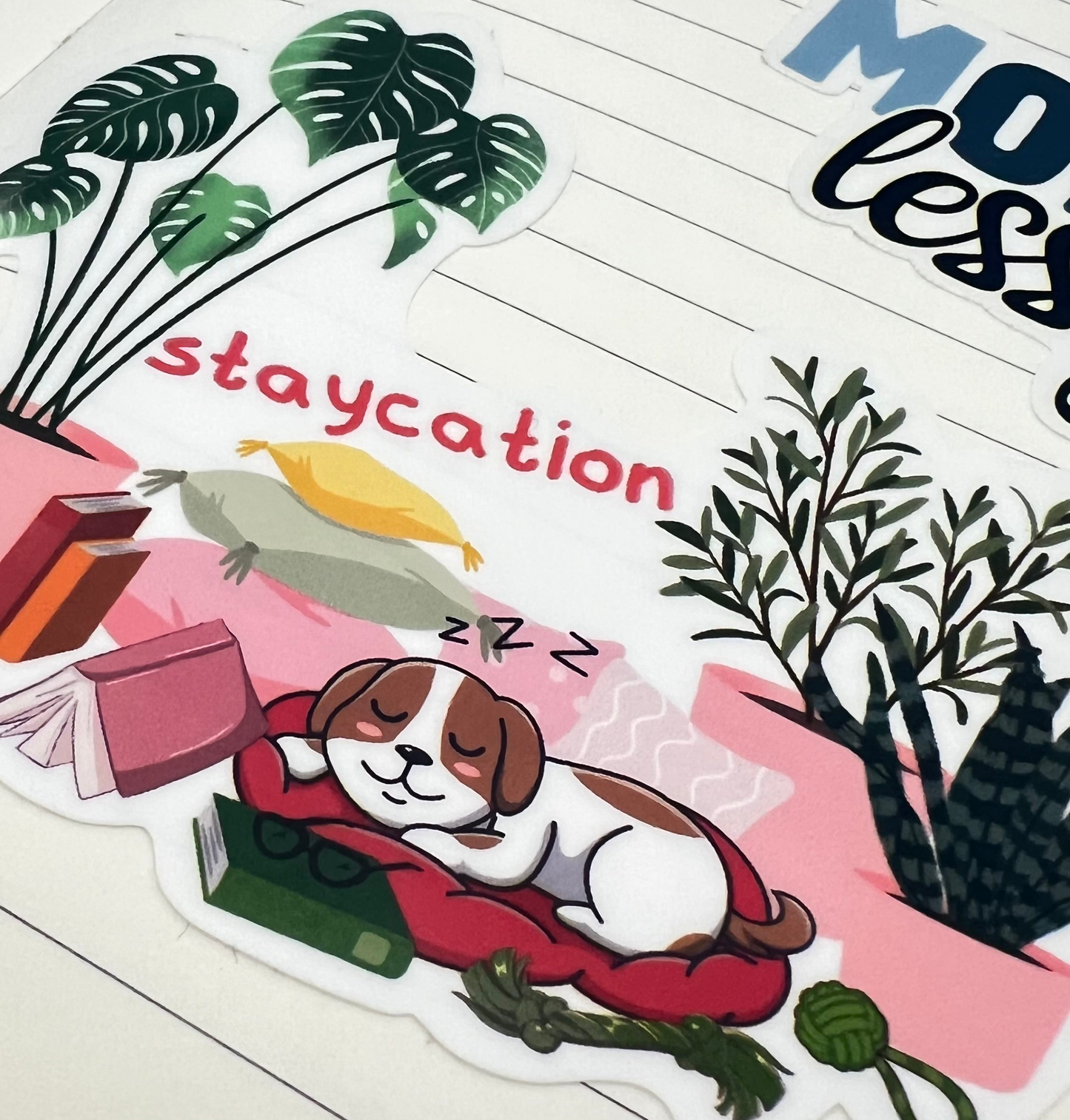 Vinyl Sticker; Staycation Dog, 4X3.25"