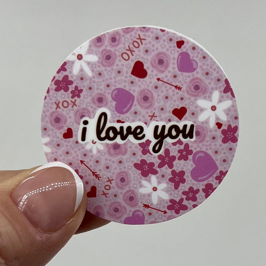 Vinyl Sticker; I Love You, 2X2"