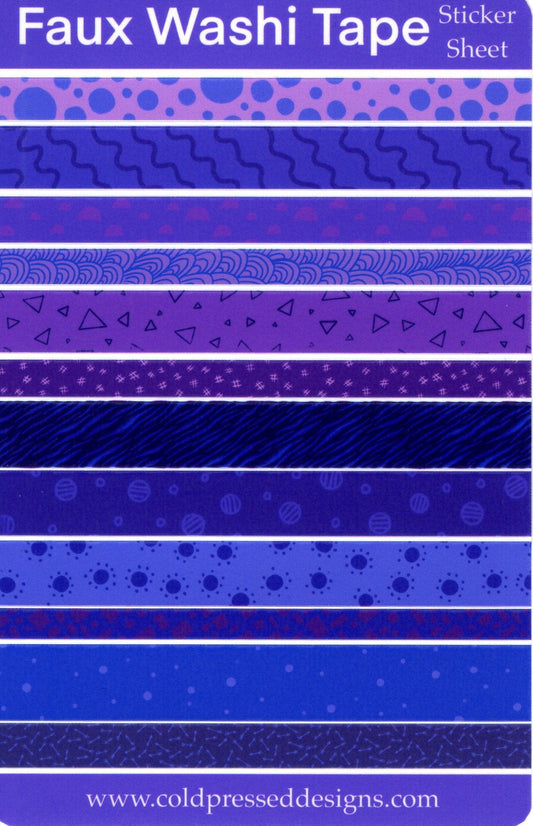 Sticker Sheet of faux washi tape in purple