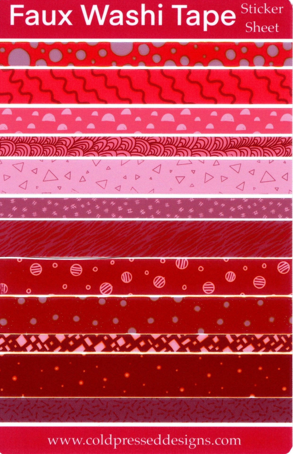 A sticker sheet with strips of red faux washi tape.