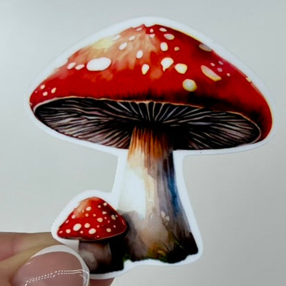 Vinyl Sticker; Red Topped Mushroom; 2.5X2.4"