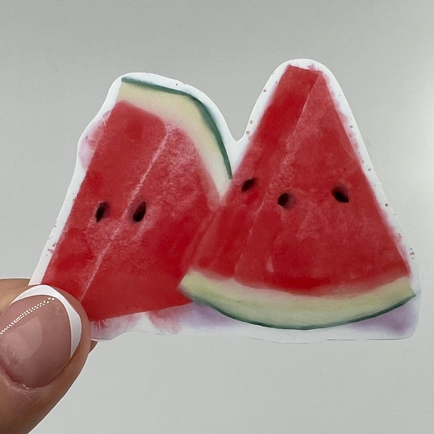 Vinyl Sticker; Red Watermelon Slices, 3X2.1"