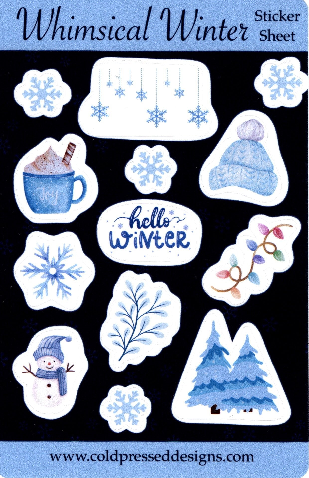 Sticker Sheet of winter things - whimsical winter