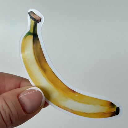 Vinyl Sticker; Yellow Banana, 3.5X0.8"